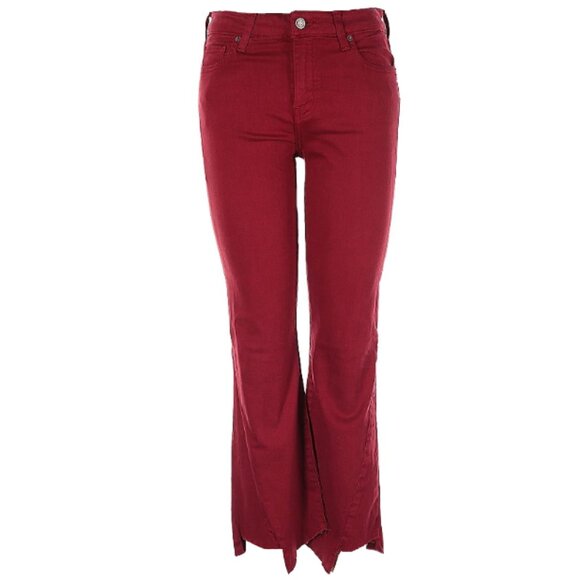 ÉTICA Micki Cropped Flare Jeans in  Deep Red - Picture 1 of 5
